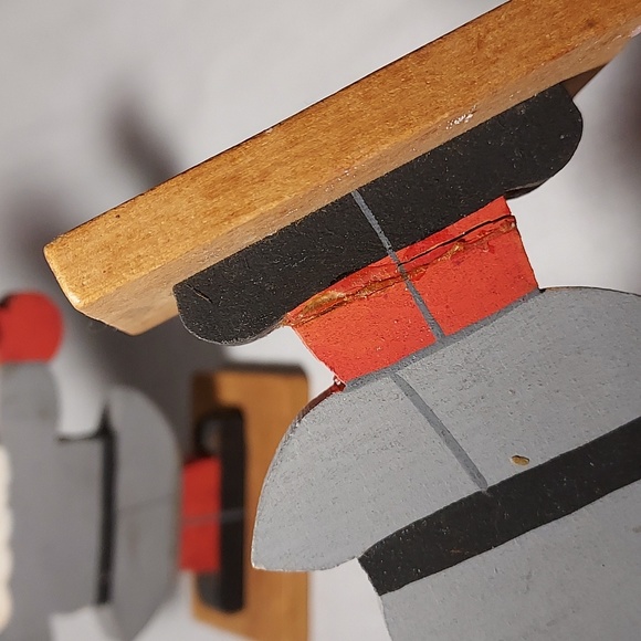 Vintage Made in Sweden Wood Carved Santa Clause Candle Holders Hand Painted - Picture 5 of 6